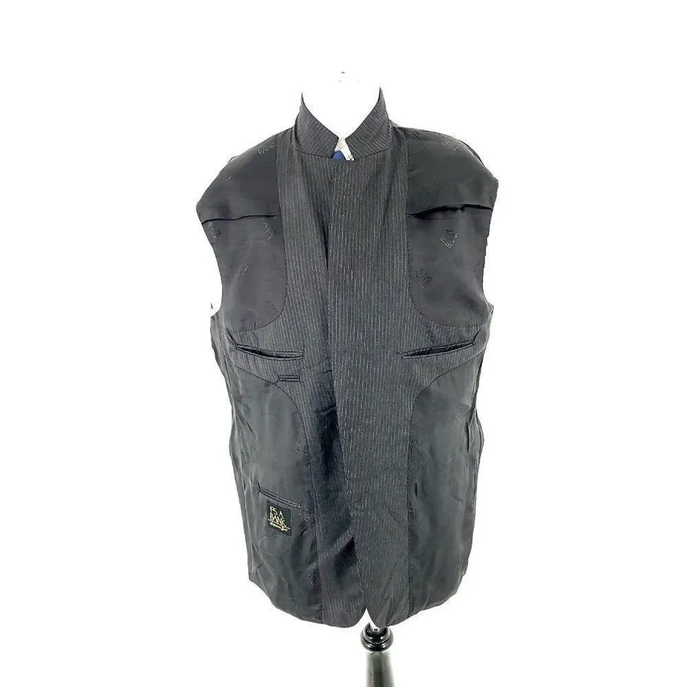 Jos A Bank Signature Gold Wool 2 Button Suit Jacket 46R Gray W Blue Gray Striped